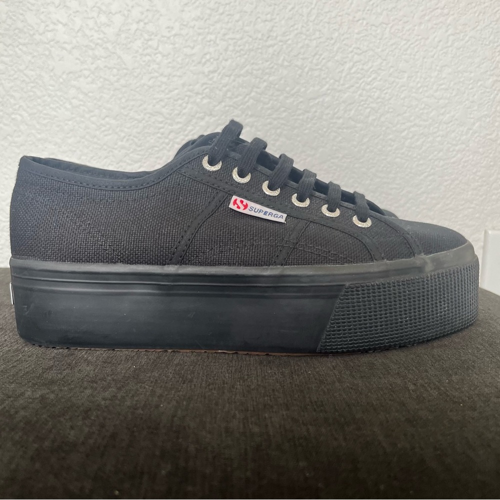 Superga black platform sneakers